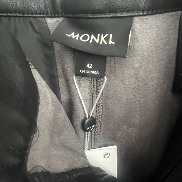 Brand new Faux Leather Black Monki ASOS Pants Seamed - Picture 3 of 7